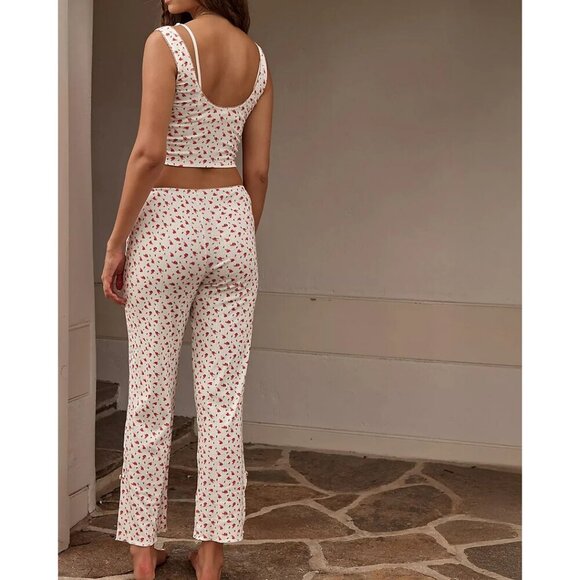 FREE PEOPLE Fresh In Love Lounge Set in Bluebird Combo Size X-Small - Picture 12 of 15